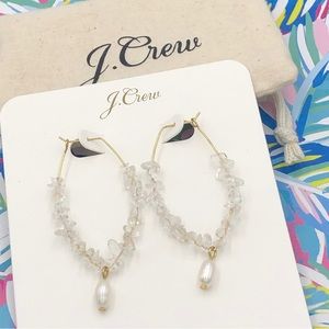 JCrew Quartz Bead Gold Hoop Earrings